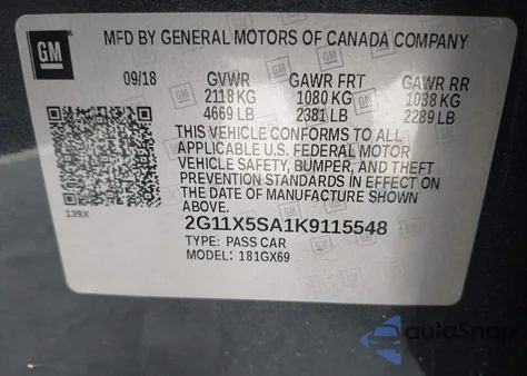 2019 Chevrolet Impala Ls z USA, uszkodzony, nr VIN 2G11X5SA1K9115548